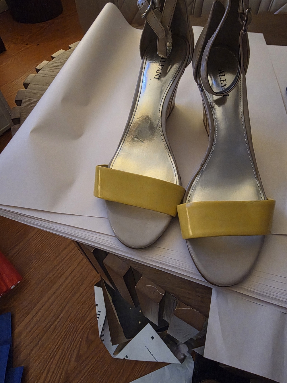 Alfani Yellow Strap Open-Toe Ankle-Heel Sandals